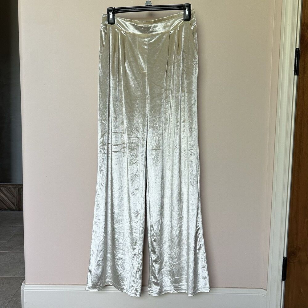 Christian Lacroix Velvet Wide Leg Pants Women’s Sm Champagne Party Event Glam